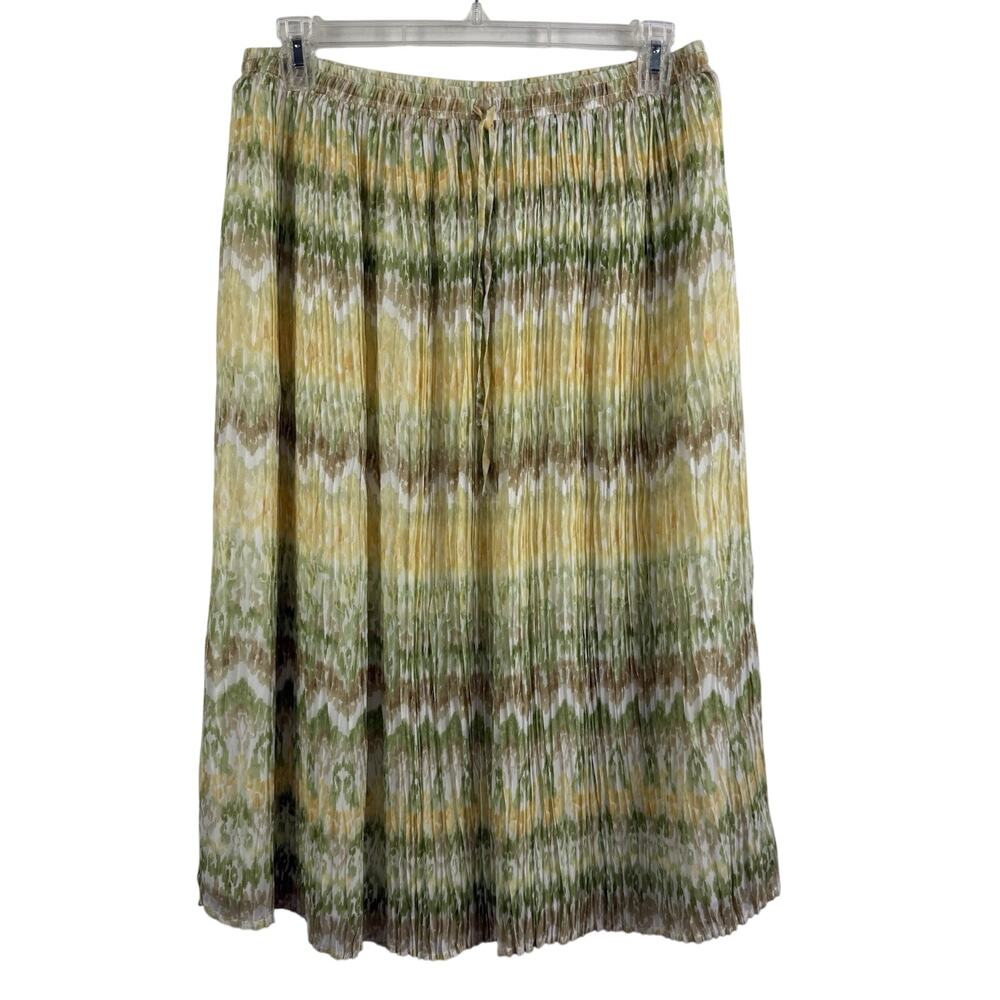 Bohemian Crinkle Multicolored Alfred Dunner Midi Skirt Size 18 Elastic Waist